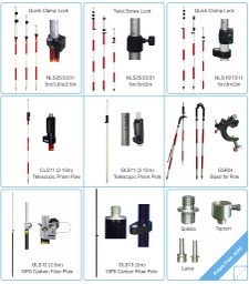 [CLS11] Pole for prism with optional connector (leica, Sokkia, Topcon)